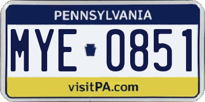 PA license plate MYE0851