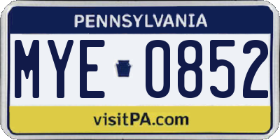 PA license plate MYE0852
