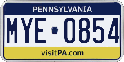 PA license plate MYE0854