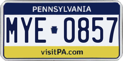 PA license plate MYE0857