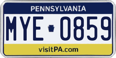 PA license plate MYE0859