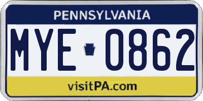 PA license plate MYE0862