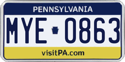 PA license plate MYE0863