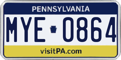PA license plate MYE0864