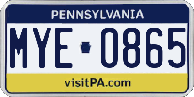 PA license plate MYE0865