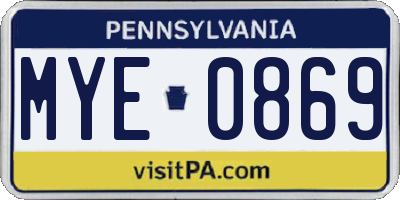 PA license plate MYE0869