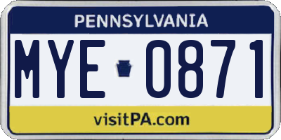 PA license plate MYE0871