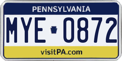 PA license plate MYE0872