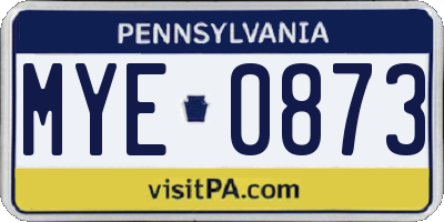 PA license plate MYE0873