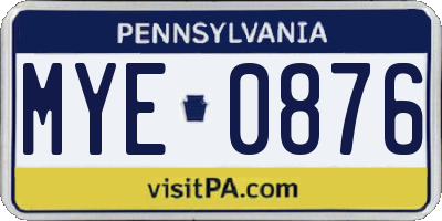 PA license plate MYE0876
