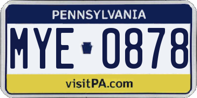 PA license plate MYE0878