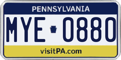 PA license plate MYE0880