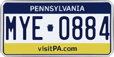 PA license plate MYE0884