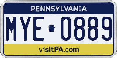 PA license plate MYE0889