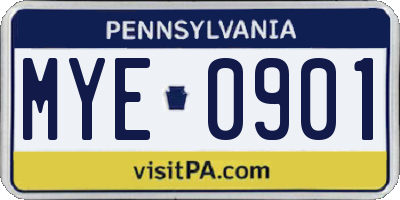 PA license plate MYE0901
