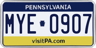 PA license plate MYE0907