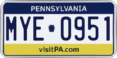 PA license plate MYE0951