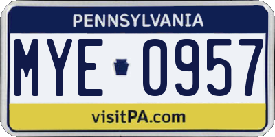 PA license plate MYE0957