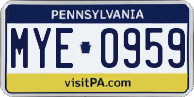 PA license plate MYE0959