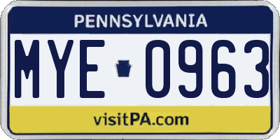 PA license plate MYE0963