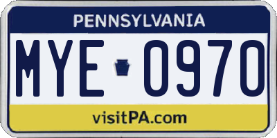 PA license plate MYE0970