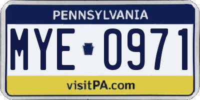 PA license plate MYE0971