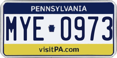 PA license plate MYE0973