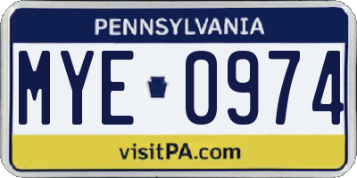 PA license plate MYE0974
