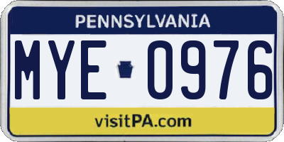 PA license plate MYE0976