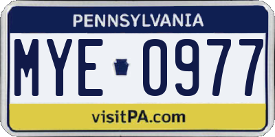 PA license plate MYE0977