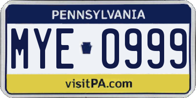 PA license plate MYE0999
