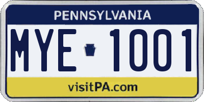 PA license plate MYE1001