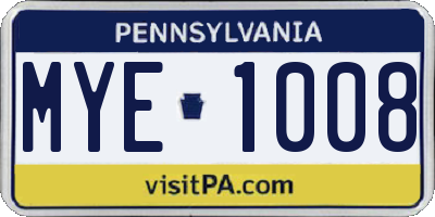 PA license plate MYE1008
