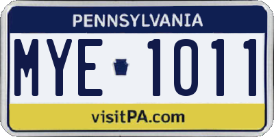 PA license plate MYE1011