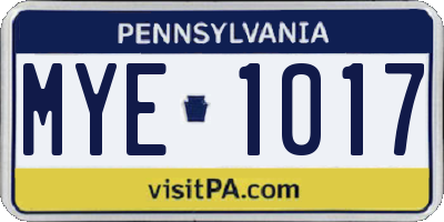 PA license plate MYE1017