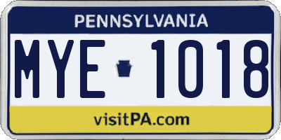 PA license plate MYE1018