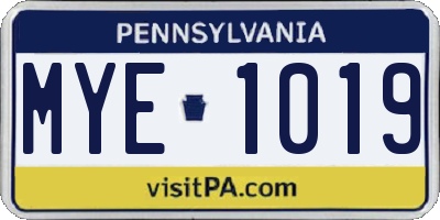 PA license plate MYE1019