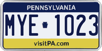 PA license plate MYE1023