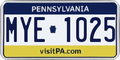 PA license plate MYE1025