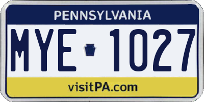 PA license plate MYE1027