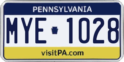 PA license plate MYE1028