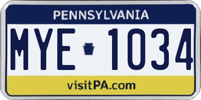 PA license plate MYE1034