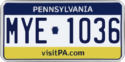 PA license plate MYE1036
