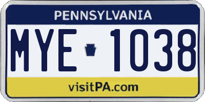 PA license plate MYE1038