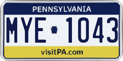 PA license plate MYE1043