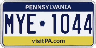PA license plate MYE1044