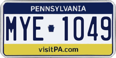 PA license plate MYE1049