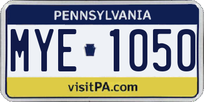 PA license plate MYE1050