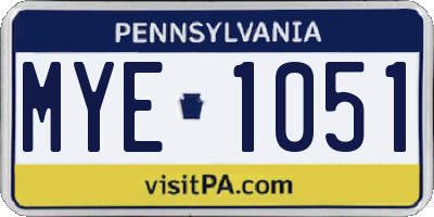 PA license plate MYE1051