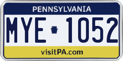 PA license plate MYE1052
